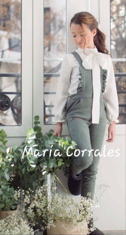 A conjunto niña peto antelina verde + blusa coleccion agua eve chlildren 3315 cna r250116