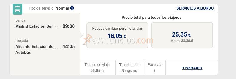 Billete autobus madrid alicante