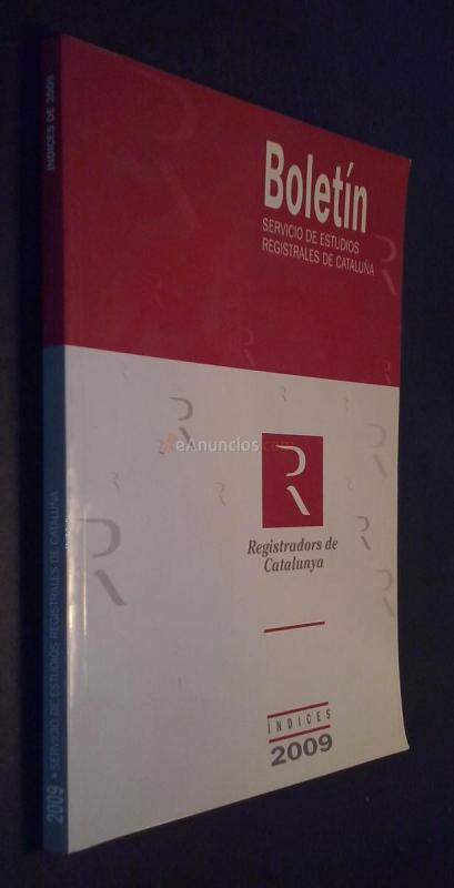 Boletín Servicio de Estudios Registrales de Cataluña. Índices 2009