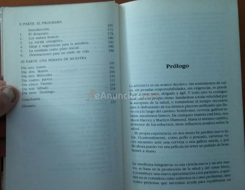 LA ANTIDIETA. Redactada por  Harvey y Marilyn Diamond