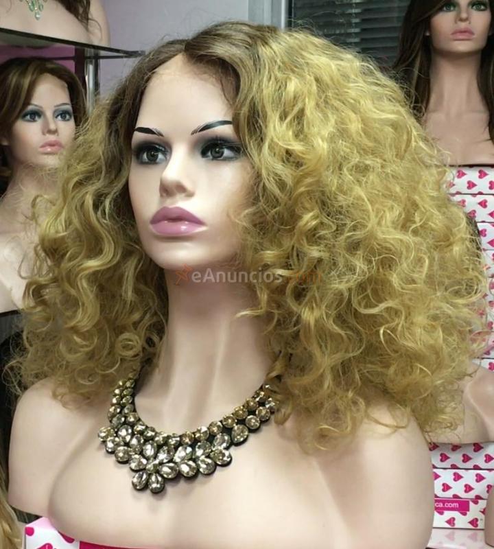 Peluca rizada con frontal translucido modelo Gina