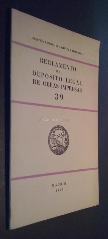 Reglamento del depósito legal de obras impresas. N 39