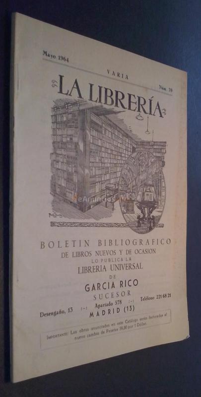 La Librería. Boletín bibliográfico de libros nuevos y de ocasión. N 39