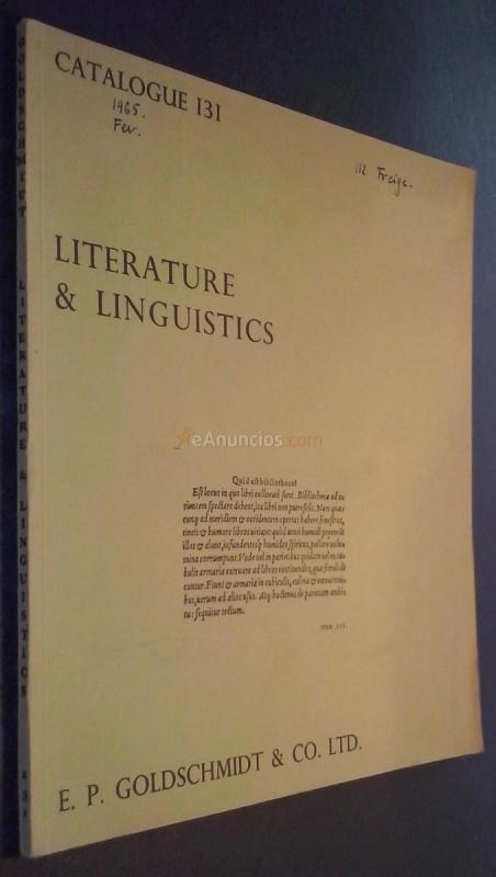 Catalogue N 131. Literature & Linguistics