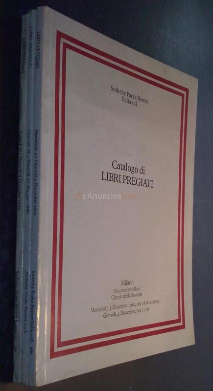 Catalogo di libri pregiati. 10-11 Dicembre 1979. 22-23 Maggio 1980. 3-4 Dicembre 1980. 3 tomos