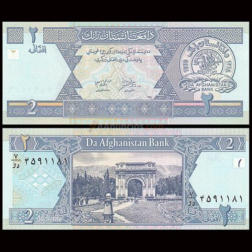 billete 2 afganis 2002 de afganistan