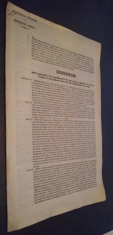 Instrucción para proceder a la justificación de que trata el párrafo 2 del artículo 3 de la Real orden de 23 de Diciembre de 1846, relativo a la contribución territorial que ha de imponerse a los hacendados forasteros y Bienes nacionales