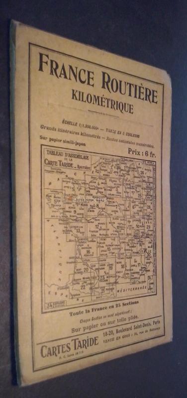 Carte de France routiere et kilométrique indiquant les Grands Itinéraires Automobiles