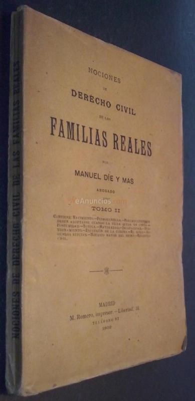Nociones de derecho civil de las familias reales. Tomo II