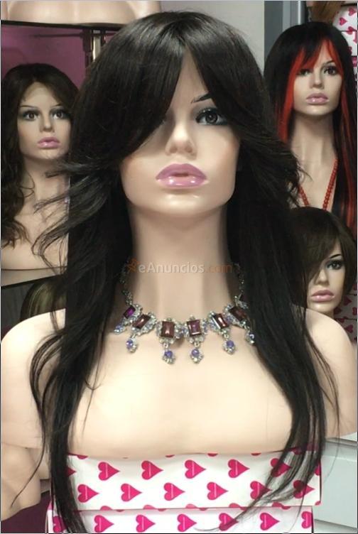 Peluca de pelo largo de cabello humano