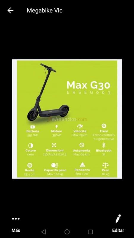 Patinete electrico plegable max g 30