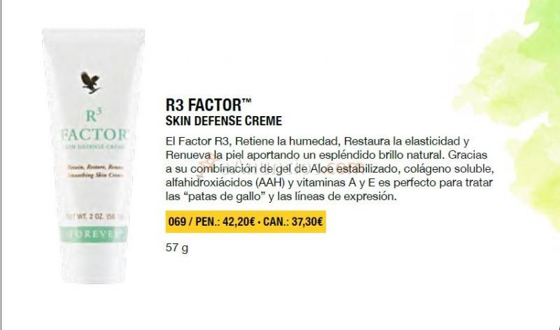 Crema antiedad con aloe: R3 FACTOR SKIN DEFENSE CREME