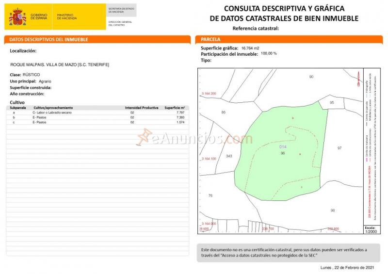 Suelo rústico en Venta en Villa De Mazo Santa Cruz de Tenerife