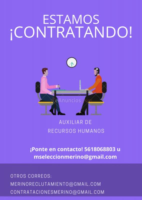 Se Solicita Auxiliar de Recursos Humanos