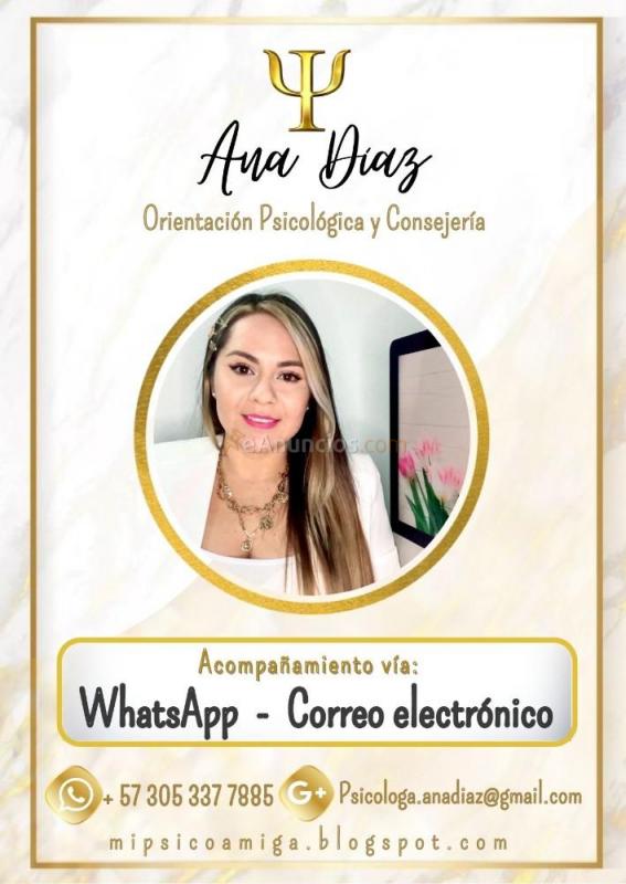 Psicóloga y Consejera online (whatsapp- mail)