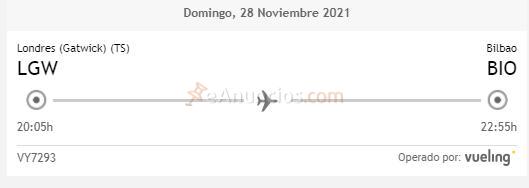 Vuelo Londres (LGW) a Bilbao (BIO). 28 de Noviembre