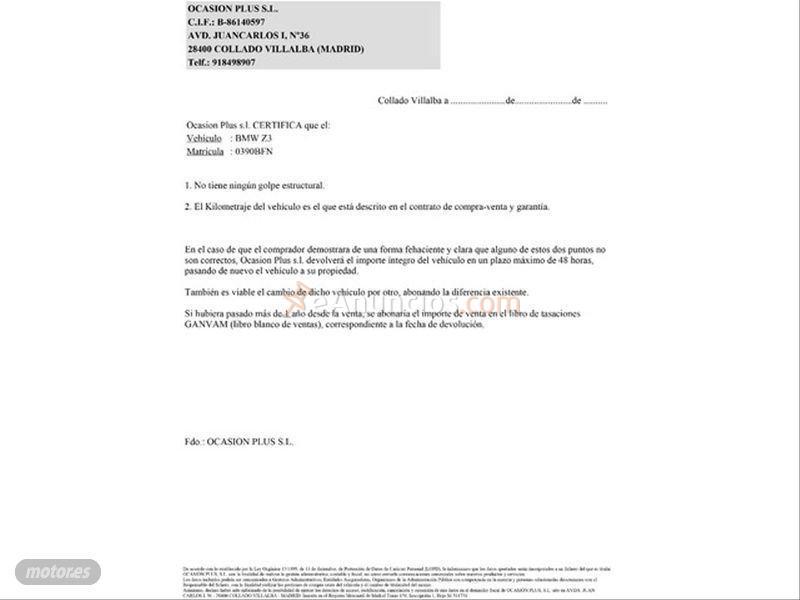 BMW Z3 2.2i Roadster de 2001 con 103.784 Km por 12.950 EUR. en Castellon